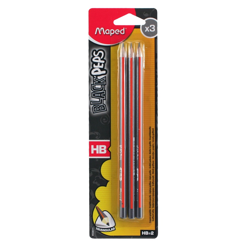 Tužky MAPED Black Peps HB, 3ks
