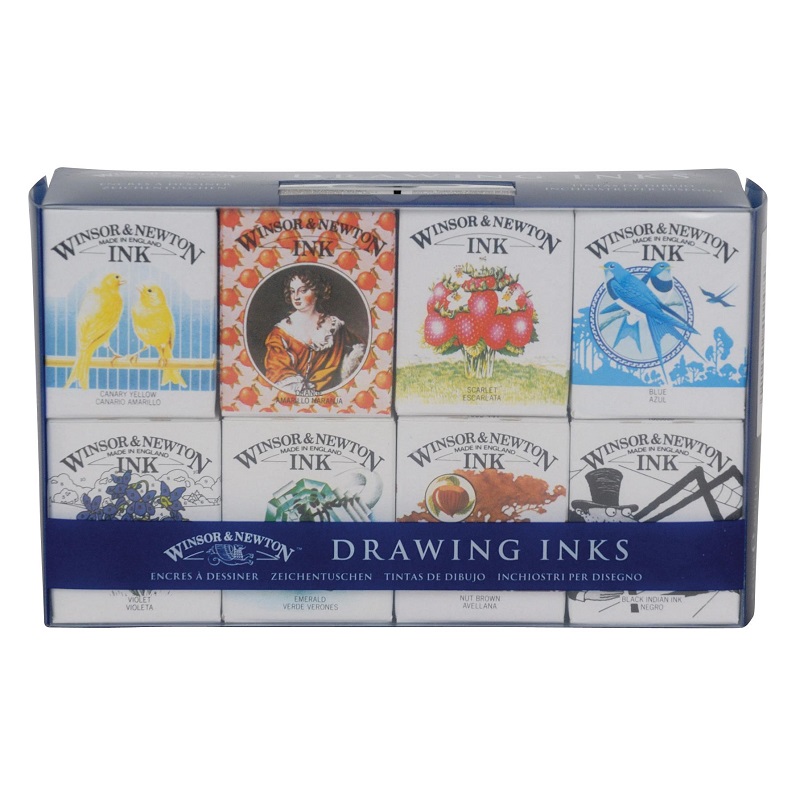 Kreslící inkousty WINSOR & NEWTON Drawing Ink, 8ks HENRY COLLECTION