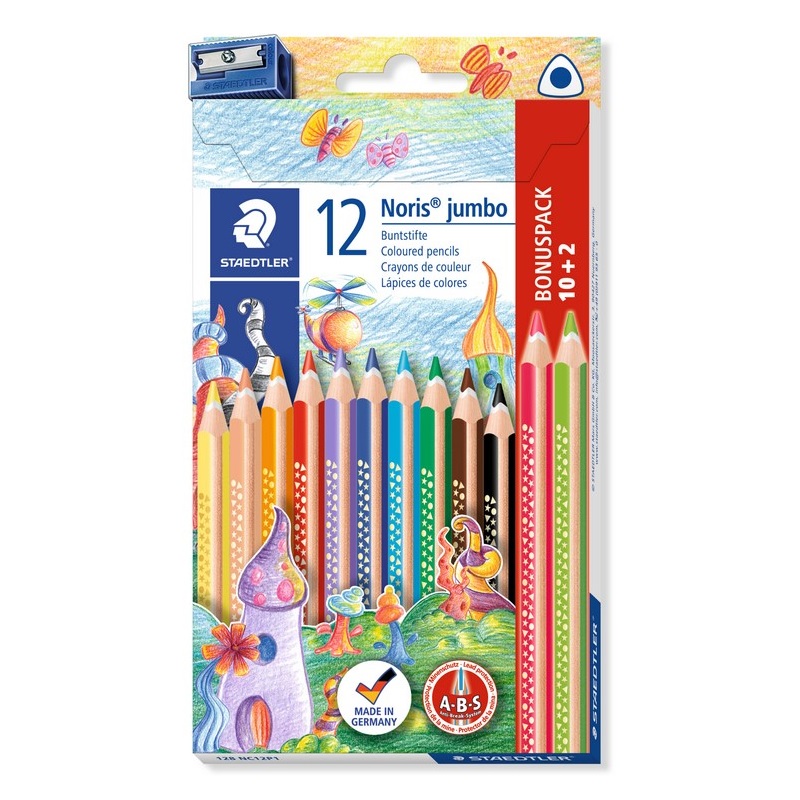 Pastelky STAEDTLER Noris Jumbo, 12ks + ořezávátko