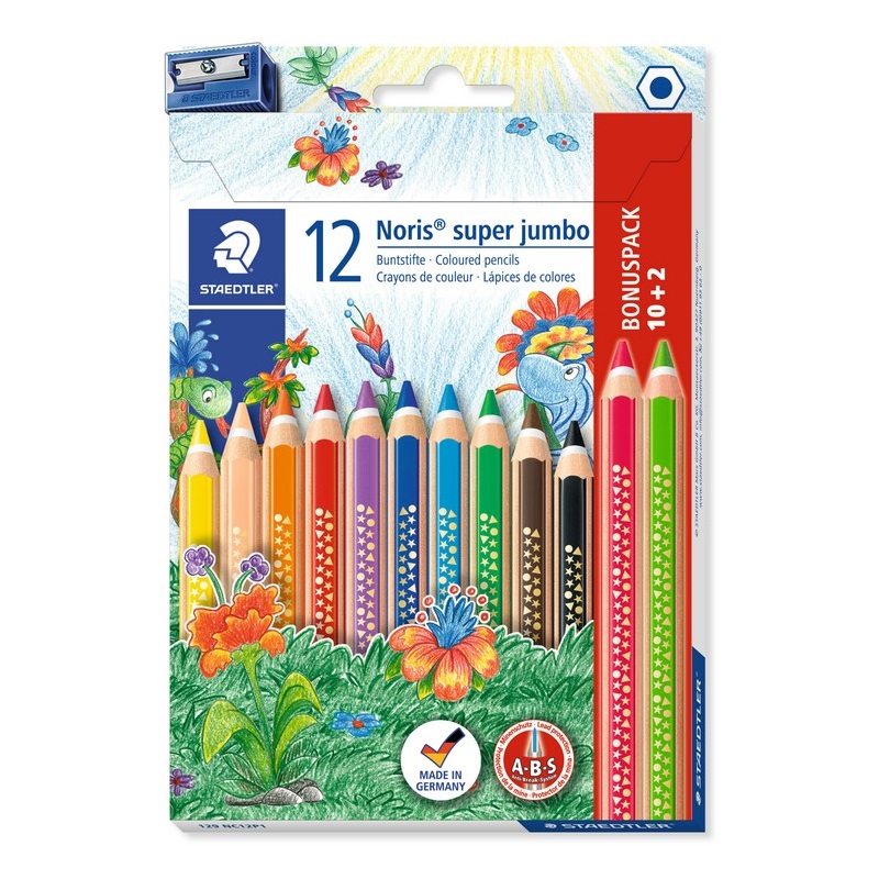 Pastelky STAEDTLER Noris Super Jumbo, 12ks + ořezávátko