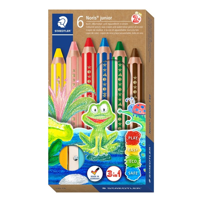 Pastelky STAEDTLER Noris Junior 3v1, 6ks + ořezávátko
