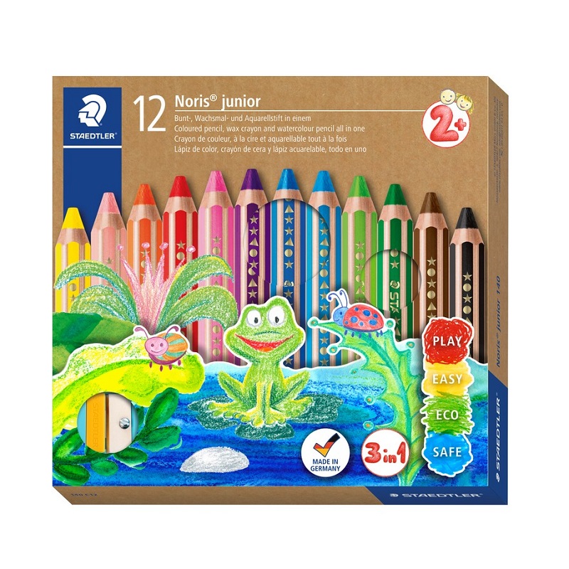 Pastelky STAEDTLER Noris Junior 3v1, 12ks + ořezávátko