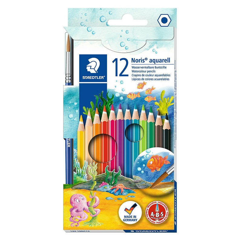 Pastelky akvarelové STAEDTLER Noris, 12ks + štětec