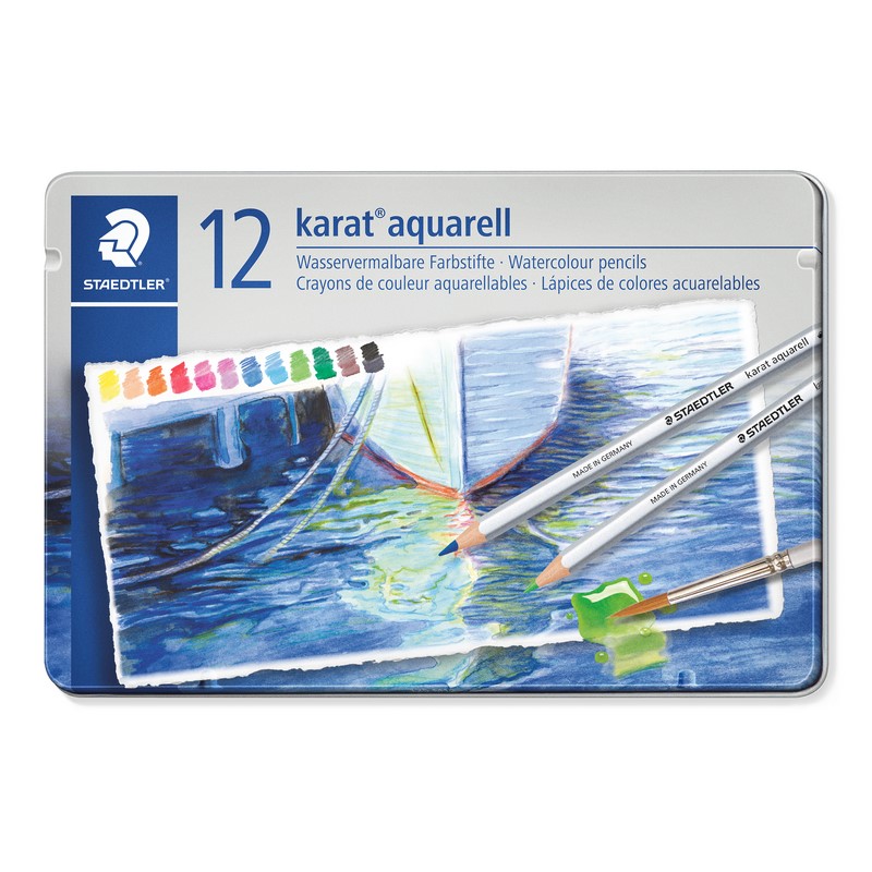 Pastelky akvarelové STAEDTLER Karat, 12ks v kovové krabičce