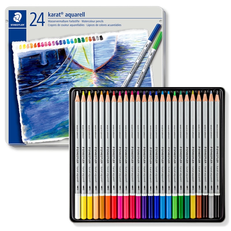 Pastelky akvarelové STAEDTLER Karat, 24ks v kovové krabičce