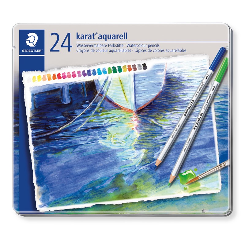 Pastelky akvarelové STAEDTLER Karat, 24ks v kovové krabičce