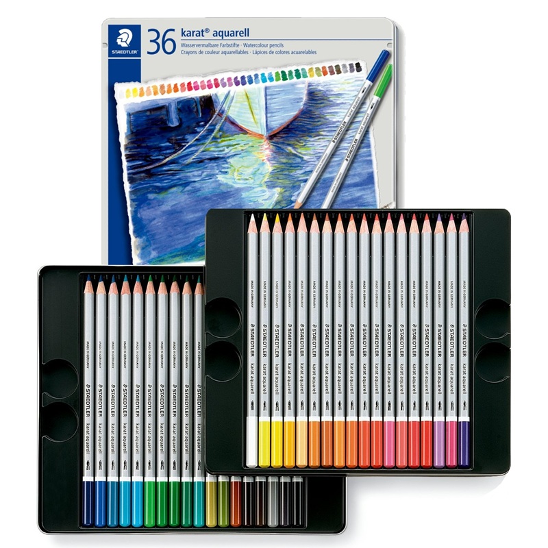 Pastelky akvarelové STAEDTLER Karat, 36ks v kovové krabičce