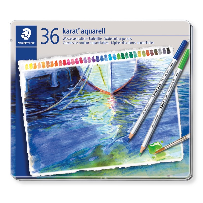Pastelky akvarelové STAEDTLER Karat, 36ks v kovové krabičce