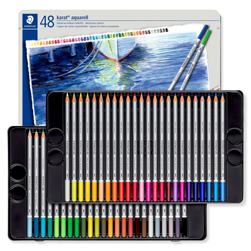 Pastelky akvarelové STAEDTLER Karat, 48ks v kovové krabičce