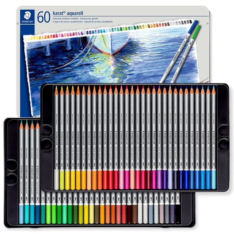 Pastelky akvarelové STAEDTLER Karat, 60ks v kovové krabičce