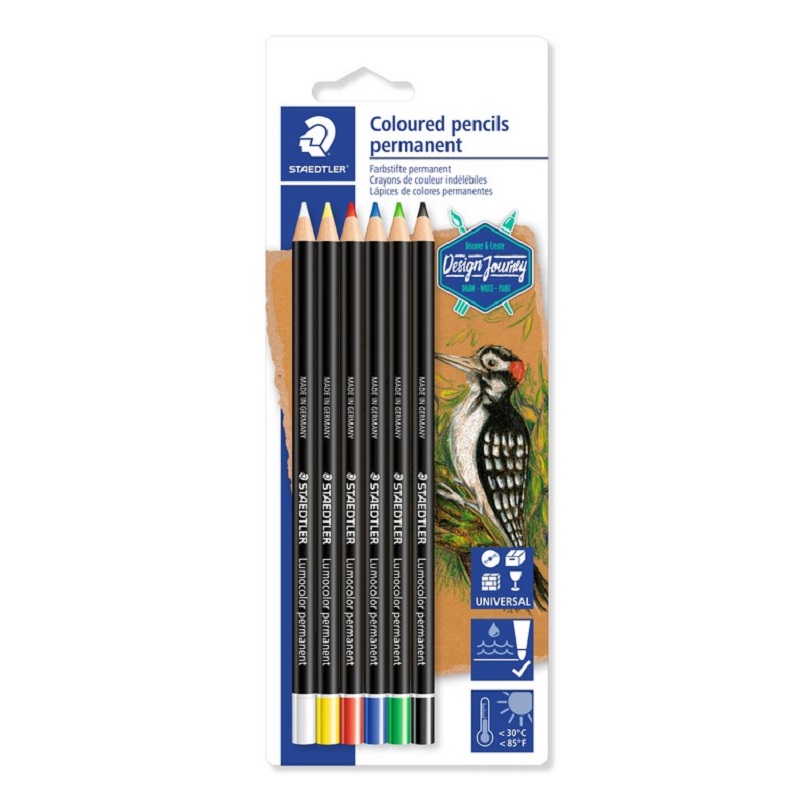 Pastelky permanentní STAEDTLER Lumocolor, 6ks