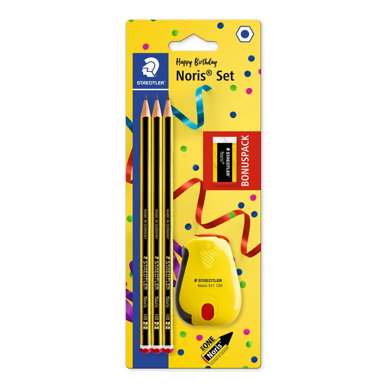 Grafitové tužky STAEDTLER Noris, 3ks + velké ořezávátko a guma