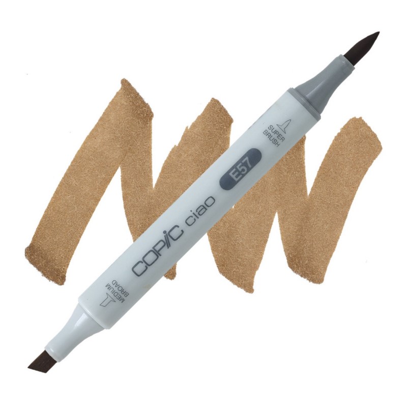 Lihová fixa COPIC Ciao oboustranná Brush & Chisel, E57 Light walnut