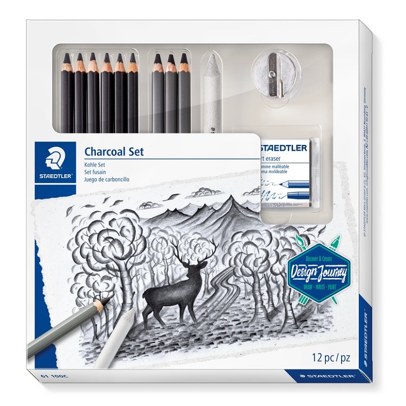 Uhlové tužky STAEDTLER Design Journey Mars Lumograph, 9ks + příslušenství