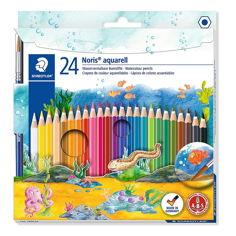 Pastelky akvarelové STAEDTLER Noris, 24ks + štětec
