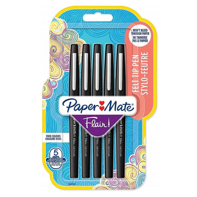 PAPER MATE Flair Medium, 5ks černý