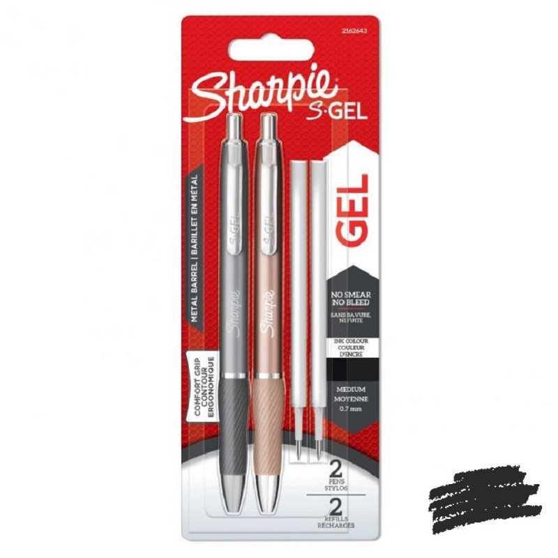 SHARPIE gelové pero S-GEL Style, 2ks černé + 2ks inkoustů