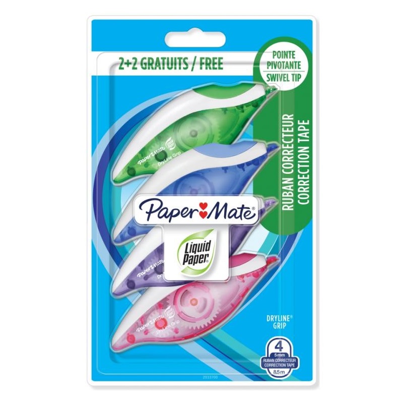 PAPER MATE korekční strojek Dryline Grip, 4ks 5mm x 8,5m