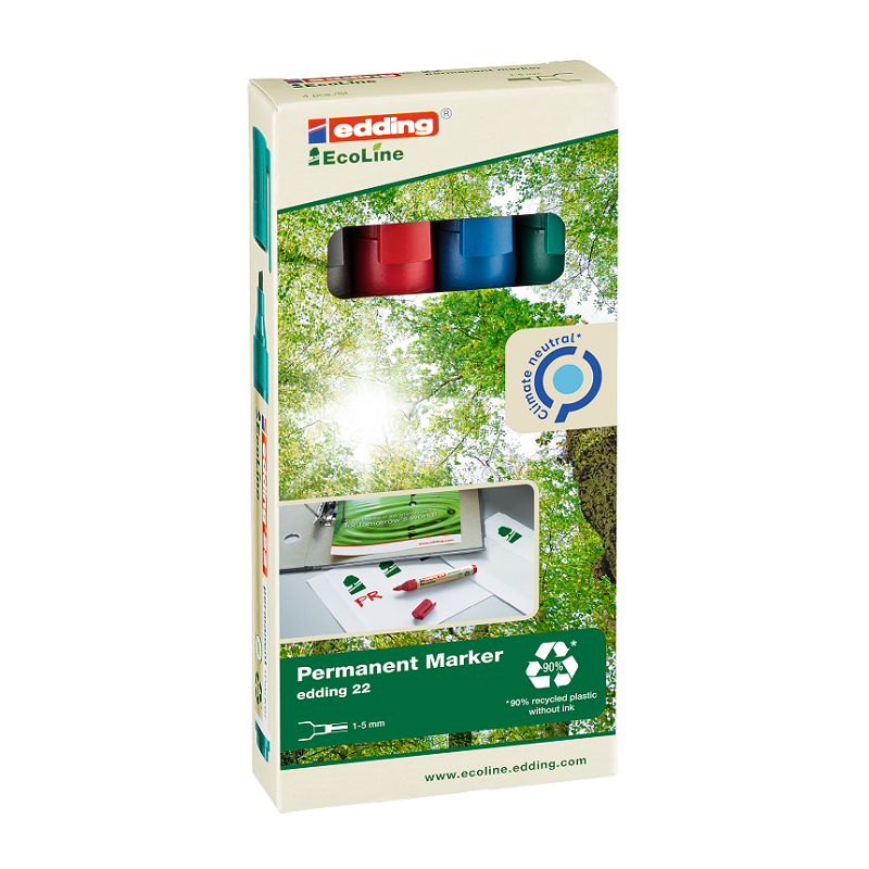 Permanentní popisovač EDDING EcoLine 22, 4ks