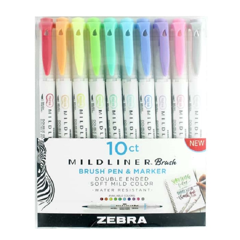 Štětcové fixy ZEBRA Mildliner, 10ks