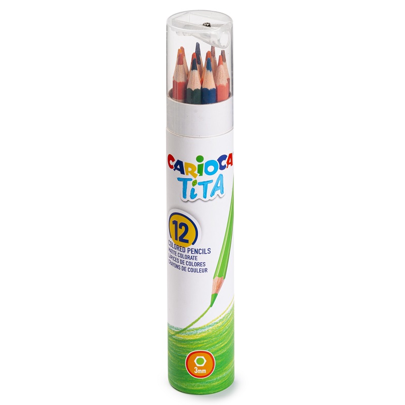 Pastelky CARIOCA Tita, 12ks v tubě s ořezávátkem