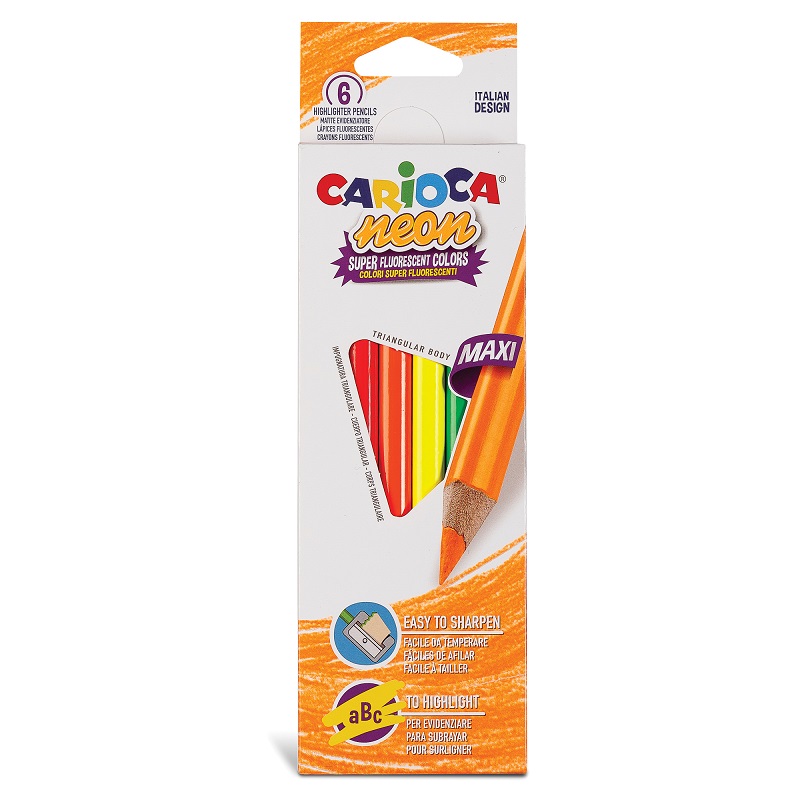 Pastelky CARIOCA Maxi neonové, 6ks