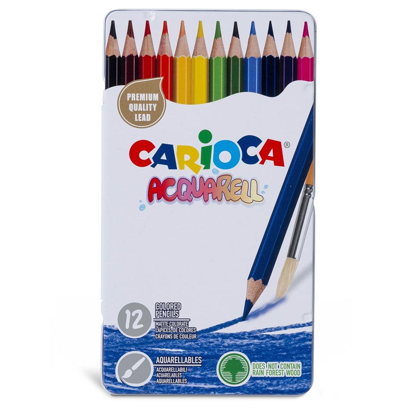 Pastelky CARIOCA akvarelové Acquarell, 12ks v kovové krabičce