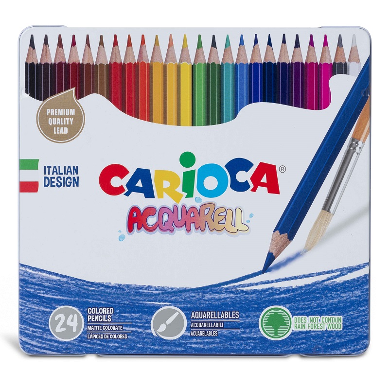Pastelky CARIOCA akvarelové Acquarell, 24ks v kovové krabičce