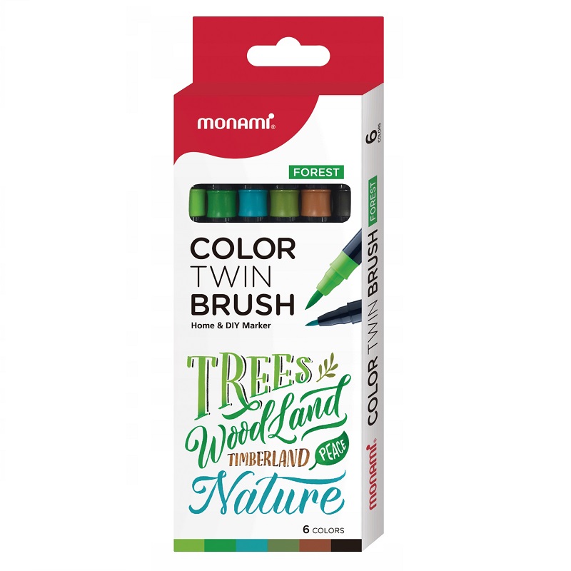 MONAMI akvarelový Color Twin Brush, 6ks Forest