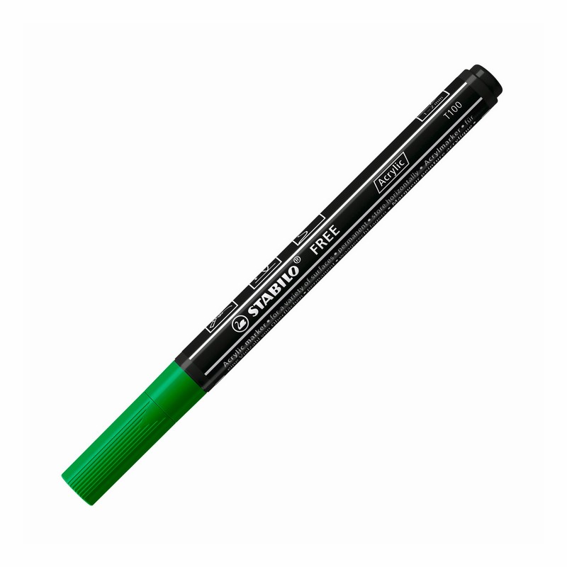 Akrylový popisovač STABILO Free T100 tenký, listově zelený