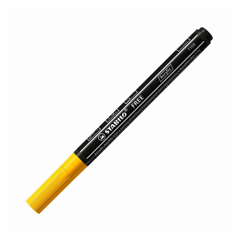 Akrylový popisovač STABILO Free T100 tenký, žlutý