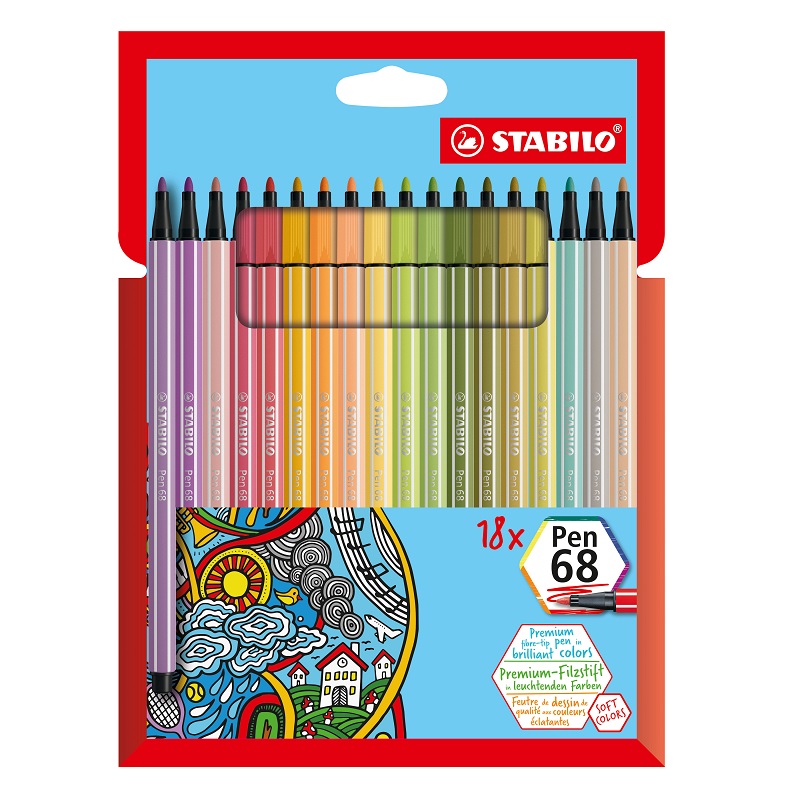 Fix STABILO Pen 68, 18ks nové barvy