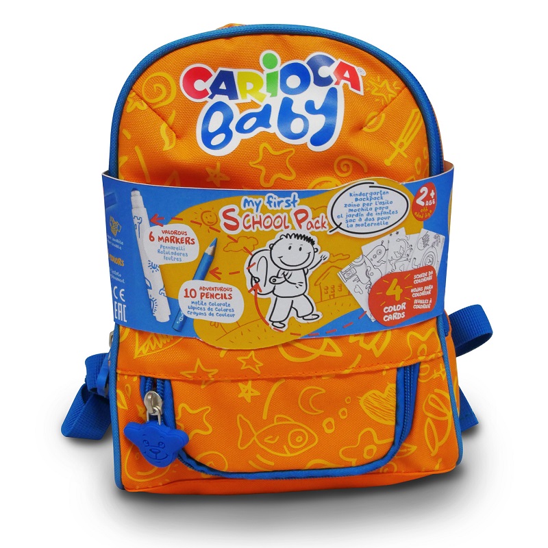 Fixy a pastelky CARIOCA dětské Baby 2+, 16ks v batůžku + omalovánky