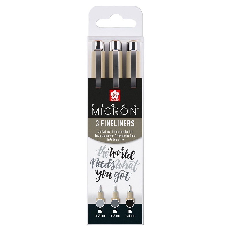 Sakura PIGMA MICRON, set 3ks BLACK & GRAY