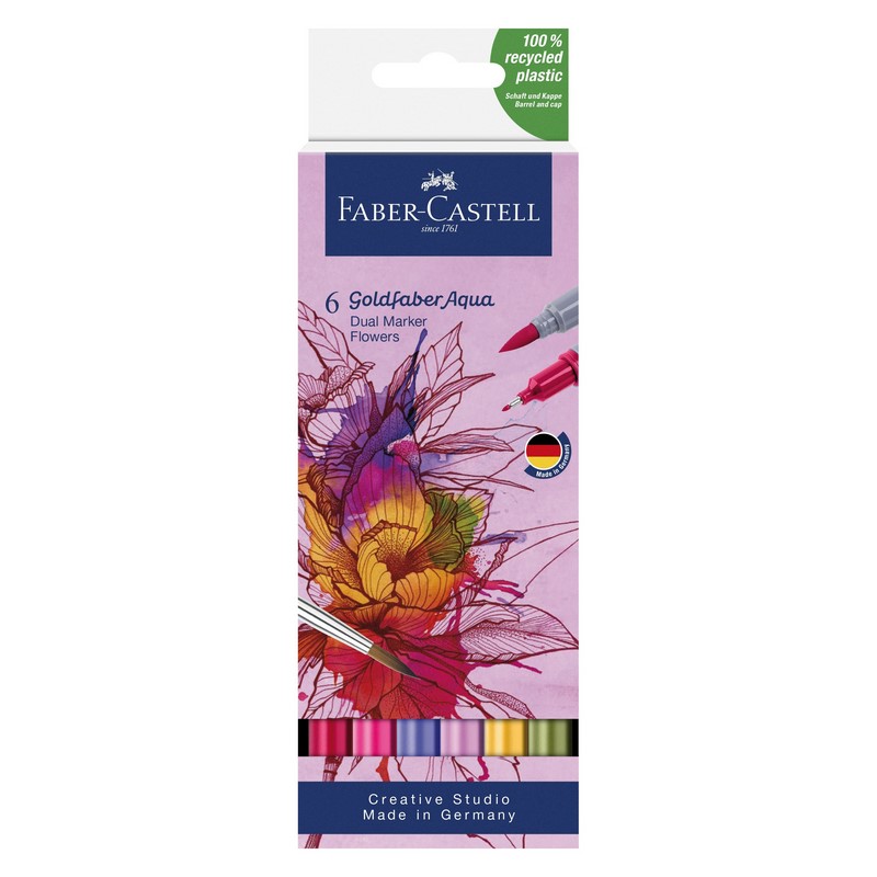 FABER-CASTELL akvarelové GOLDFABER DUAL, set 6ks Flowers