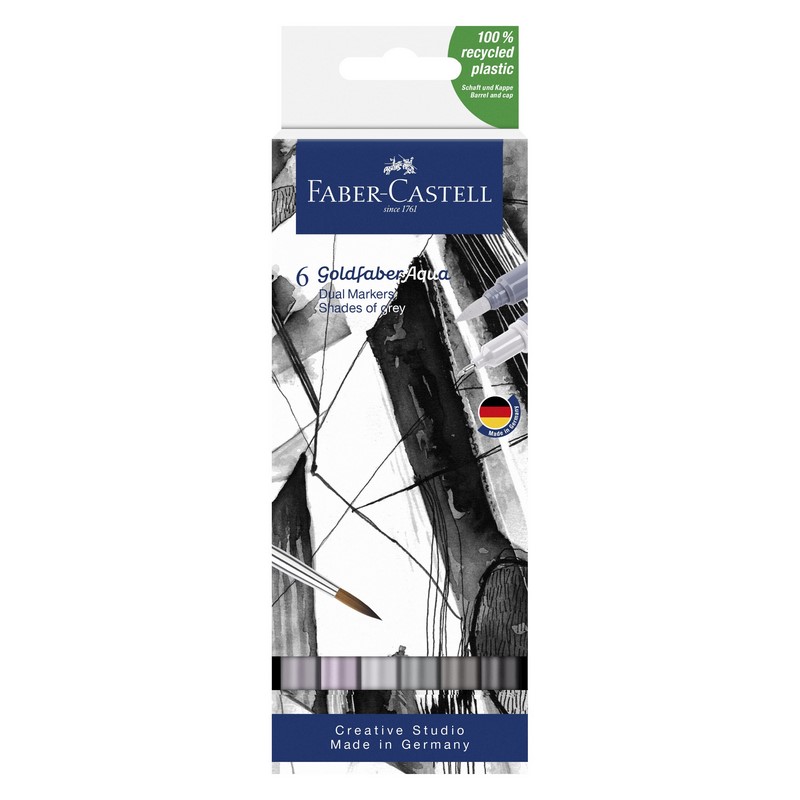 FABER-CASTELL akvarelové GOLDFABER DUAL, set 6ks Shades of Grey