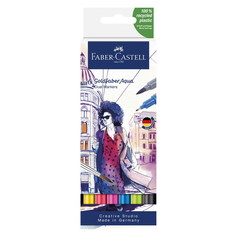 FABER-CASTELL akvarelové GOLDFABER DUAL, set 6ks základní