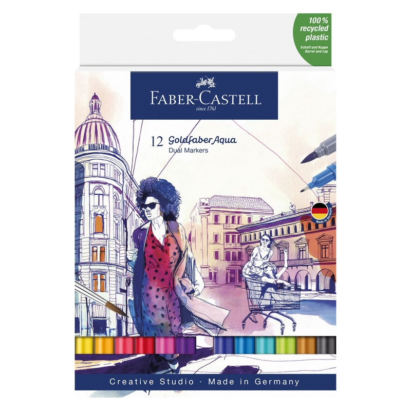 FABER-CASTELL akvarelové GOLDFABER DUAL, set 12ks