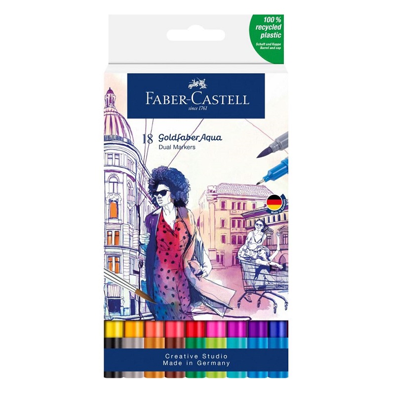 FABER-CASTELL akvarelové GOLDFABER DUAL, set 18ks