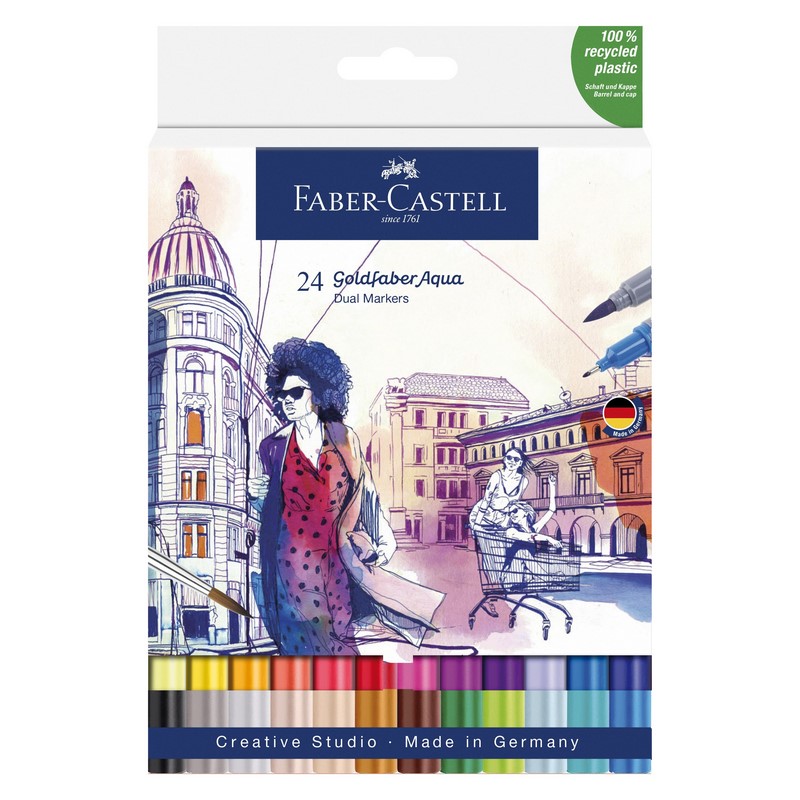 FABER-CASTELL akvarelové GOLDFABER DUAL, set 24ks