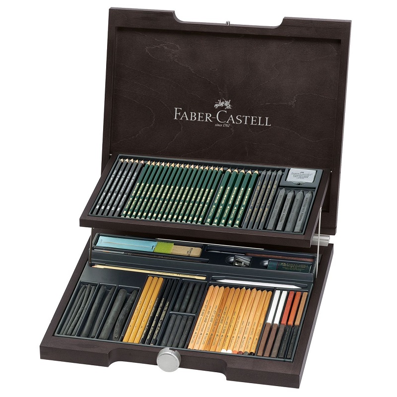 FABER-CASTELL grafitové tužky Pitt MONOCHROME, 81ks v dřevěném kufříku