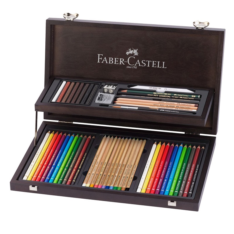 FABER-CASTELL umělecká sada pro kresbu Compendium, 54ks v dřevěném kufříku