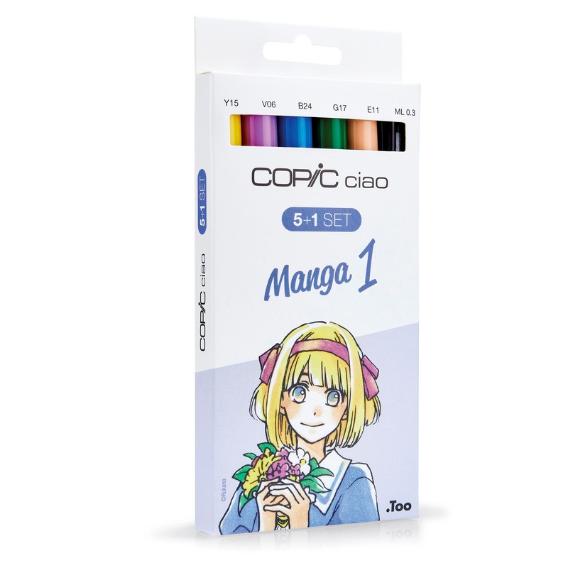 Lihové fixy COPIC Ciao oboustranné Brush & Chisel 5+1ks, Manga 1