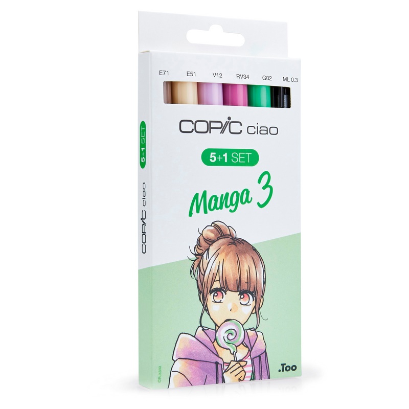 Lihové fixy COPIC Ciao oboustranné Brush & Chisel 5+1ks, Manga 3