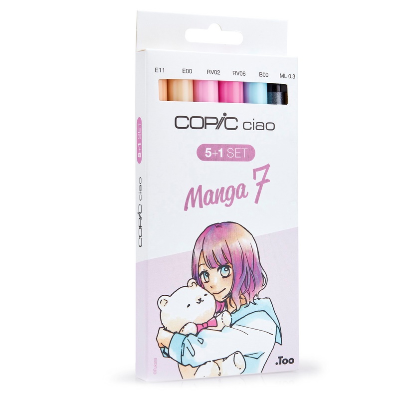 Lihové fixy COPIC Ciao oboustranné Brush & Chisel 5+1ks, Manga 7