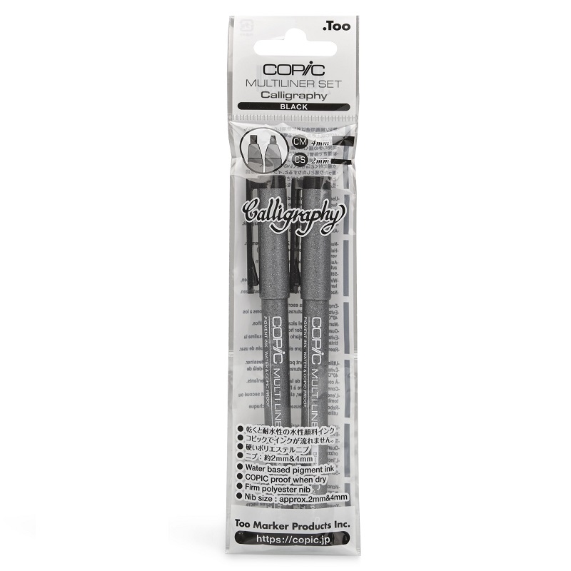 COPIC Technické linery COPIC, 2ks černé kaligrafické S a M
