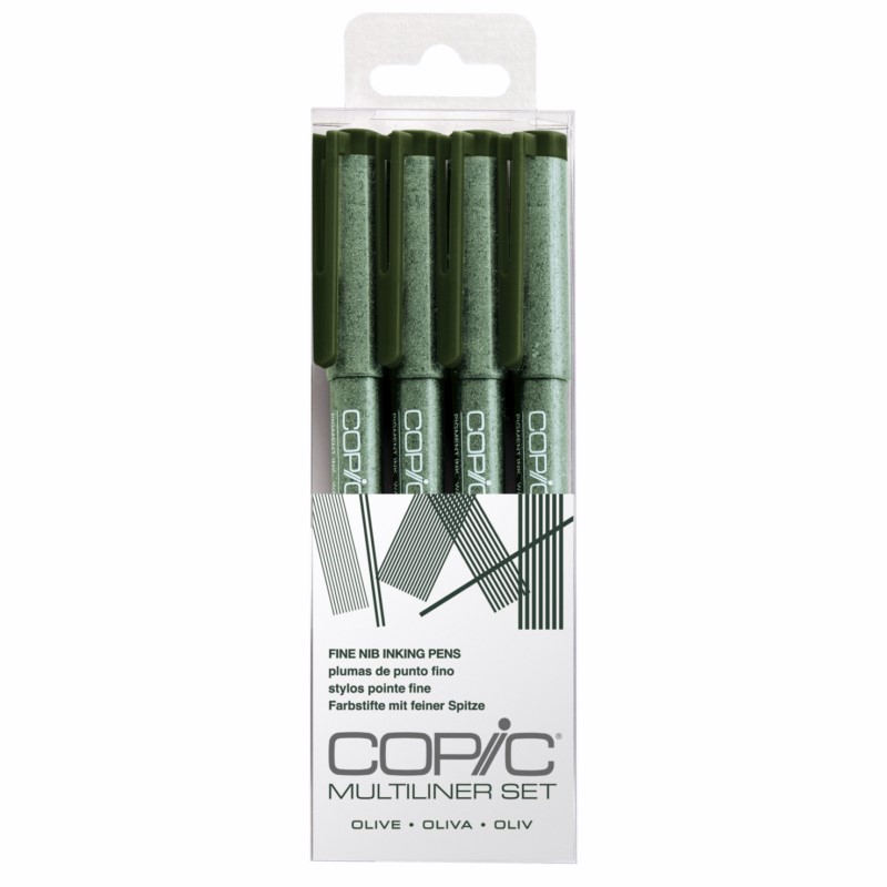 COPIC Technické linery COPIC, 4ks tmavě zelené