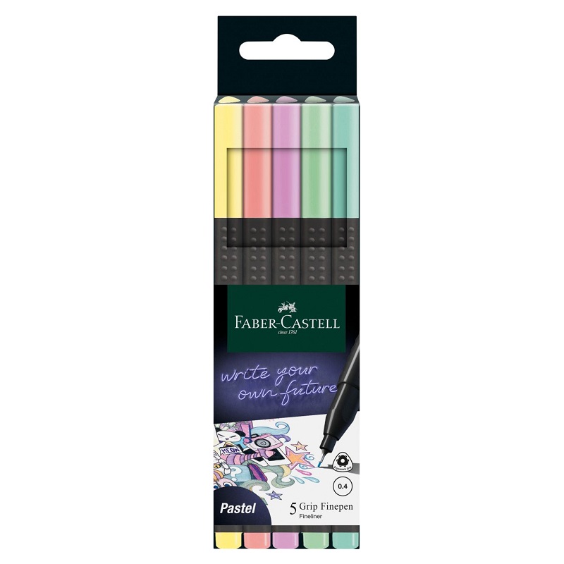 FABER-CASTELL GRIP Finepen 0,4mm, set 5ks pastelové