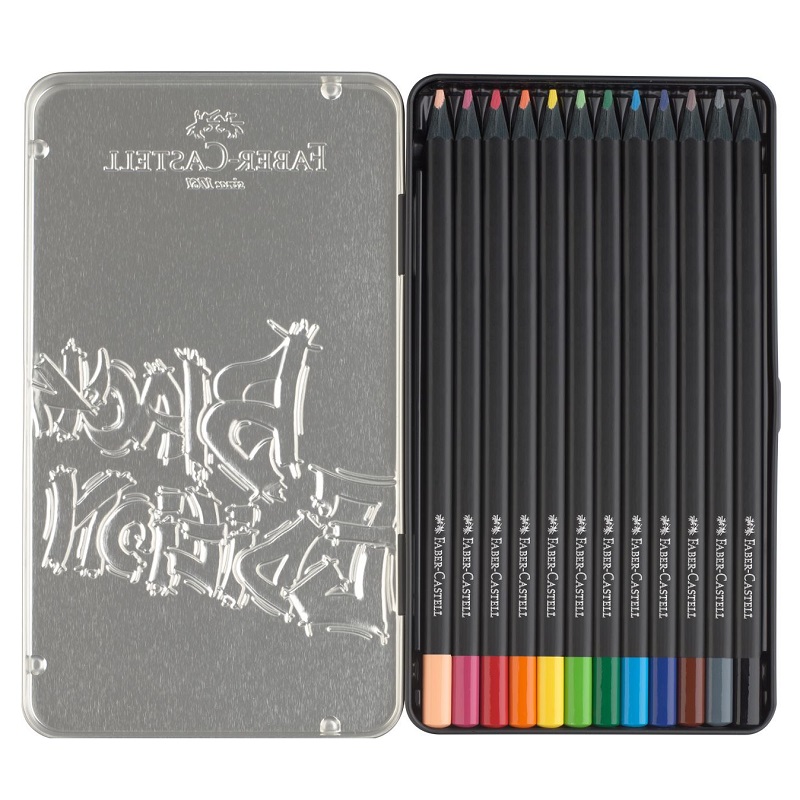 FABER-CASTELL černé pastelky BLACK EDITION, 12ks v kovové krabičce