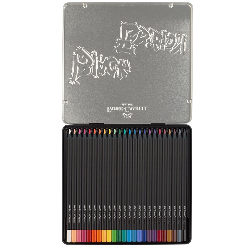 FABER-CASTELL černé pastelky BLACK EDITION, 24ks v kovové krabičce